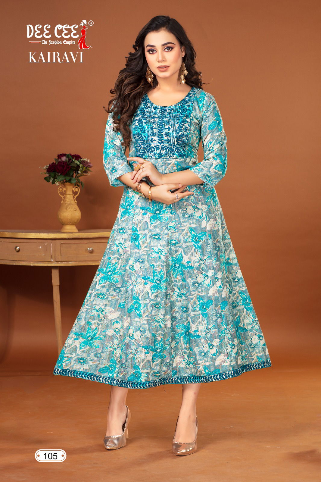 Kairavi By Dee Cee Rayon Foil Printed Anarkali Kurtis Wholesale Clothing Suppliers In India